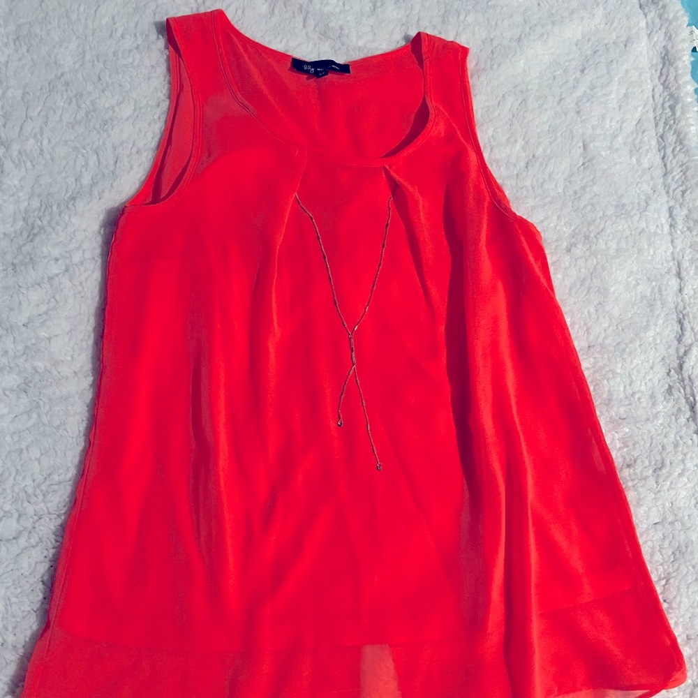 Bright Pink Sleeveless Top with chain
